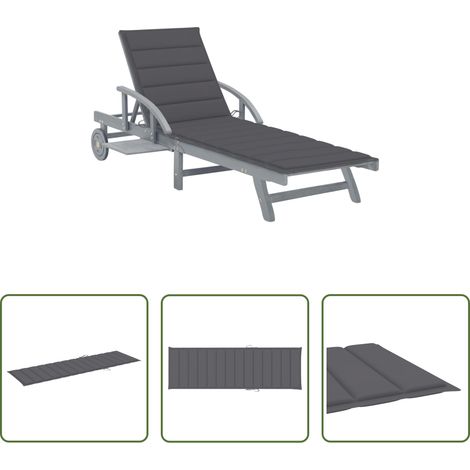 Chaise longue bois - Chaise longue de jardin avec coussin Bois d'acacia solide (1/5)