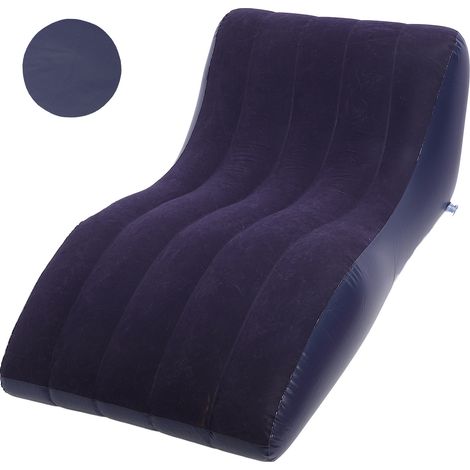 Canapé Gonflable PVC Bleu Marine Confortable Portable Lit de Camping Design Ergonomique Velours Doux pour Intérieur Extérieur (1/5)