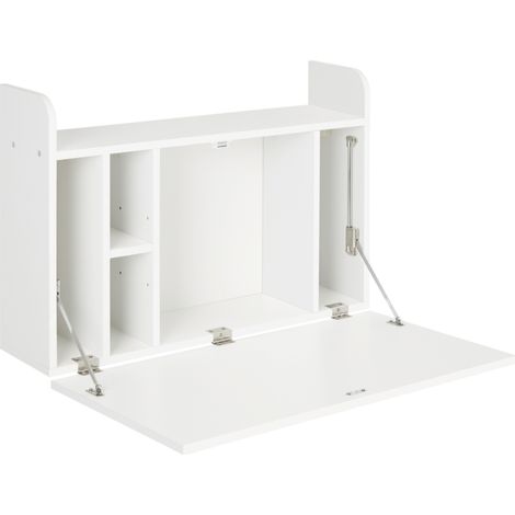 Table murale suspendue pour ordinateur avec tablette rabattable et rangements 77 x 20 x 51 cm idéal pour gain de place (1/5)