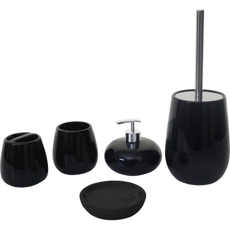 Juego de 5 accesorios de baño de cerámica para baño negro 040004841