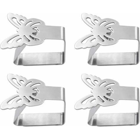 Set of 4 stainless steel tablecloth clips, tablecloth clips, tablecloth support covers (butterfly) (1/5)