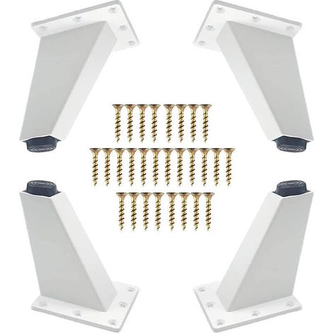 Set di 4 piedini regolabili da 8 cm per mobili - Piedini triangolari con viti per divani, armadi e tavoli - Bianchi (1/4)
