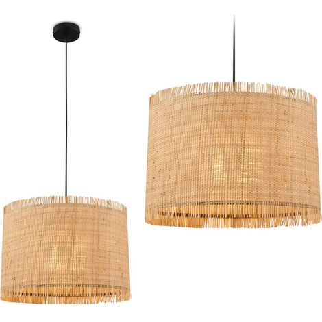 Suspension Borra de Brilon, abat-jour en paille, style boh me, douille E27, naturel,  40 x 128 cm