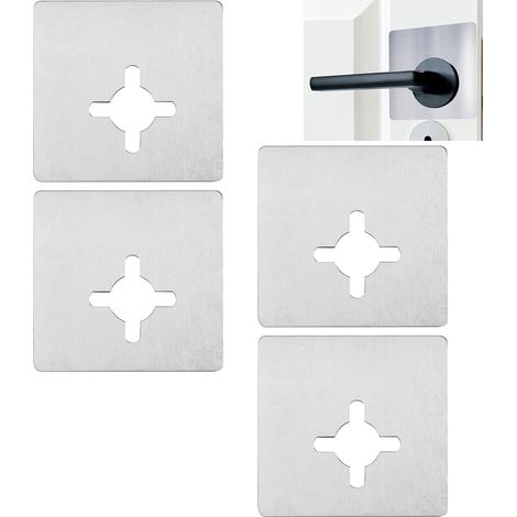 Plaque de réparation de serrure de porte, plaques de fixation de poignée de porte en acier inoxydable 4Pcs plaques de réparation de poignée de porte auto-adhésives Surface brossée (1/5)