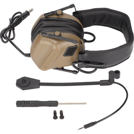 Casque de chasse pliable et rétractable avec micro pour circonférence de tête 20,5 à 25,2 pouces couleur boue