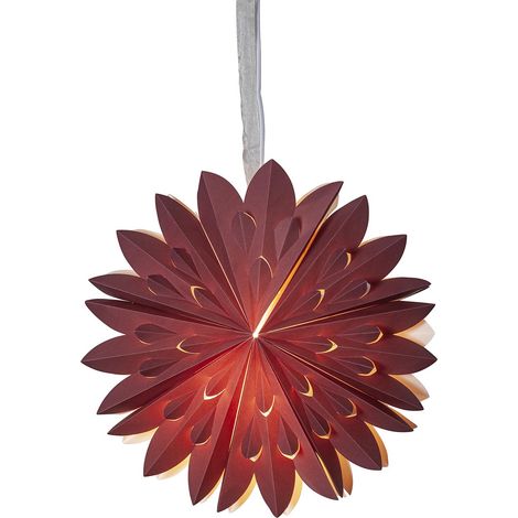 Étoile en papier rouge 'Clipp', à plusieurs pointes, suspension en organza, Ø 40 cm (1/4)