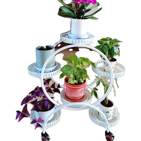 Support de plante, fer de haute qualité, hauteur totale 163 cm, capacité de charge du plateau 7,5 kg, espacement du niveau central 41 cm, assemblage requis (1/5)