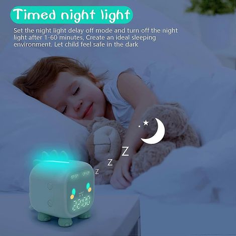 Réveil pour enfants, réveil dinosaure mignon, aide au sommeil pour enfants, veilleuse pour le réveil et la nuit (1/4)