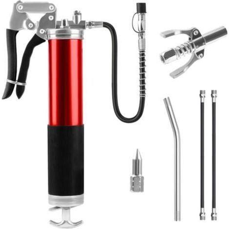 Pompe a Graisse 8000 PSI Pompe a Graisse Manuelle Pistolet à Graisse Professionnel avec Tuyau Flexible, Buse Pointue, Embout Pompe à Graisse Pistolet Graisseur pour Cartouches 400G (1/5)