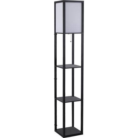 Stehlampe mit Regalen Schwarz MDF 26 x 26 x 160 cm (1/5)