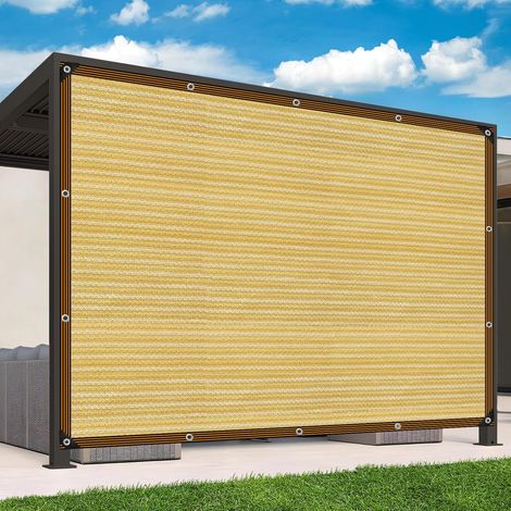 Filet d'ombrage à 90 % avec œillets - 1 x 2 m - Convient pour pergolas, jardin, plantes, toits de cour, serre et camping en plein air - Beige (1/5)
