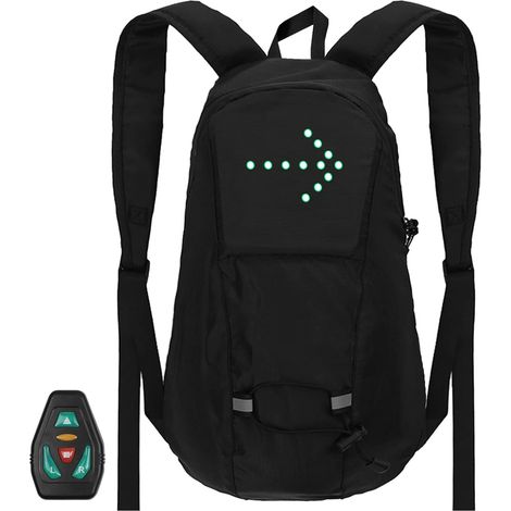LED-Blinkertasche, 15 l, Fahrradrucksack, LED-Rucksack mit Fahrtrichtungsanzeiger, wiederaufladbare Sicherheitslichttasche über USB, wasserdichter Fahrradrucksack, kabellose Fernbedienung, Fahrradtasc (1/5)