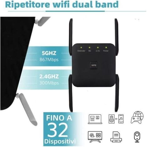 Amplificatore WiFi wireless potente Bardusch – Ripetitore WiFi a 1200 Mbps, doppia banda 5GHz e 2.4GHz (1/3)