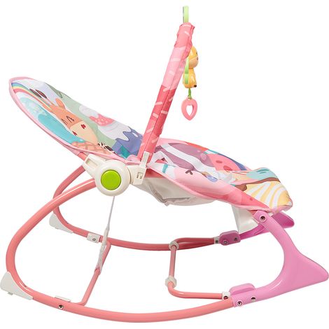 Transat Balancelle Bébé Chaise Berceuse pour Bébé,avec Ceinture de Sécurite avec Jouets Educatif Giraffe Dossier Réglage 806043cm ROSE (1/5)