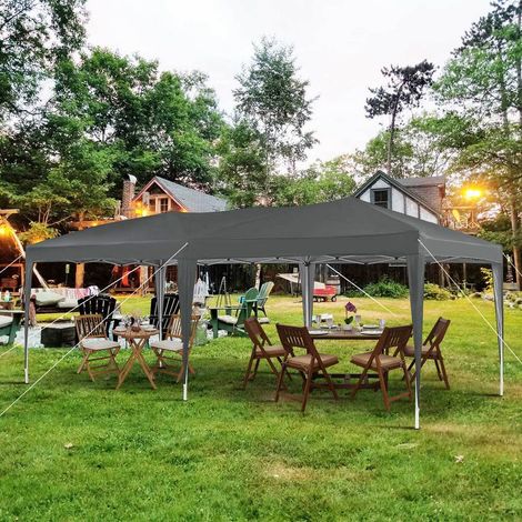 Garden Pop Up Gazebo,3 x 6m Height Adjustable Marquee Party Tent,Grey (1/5)