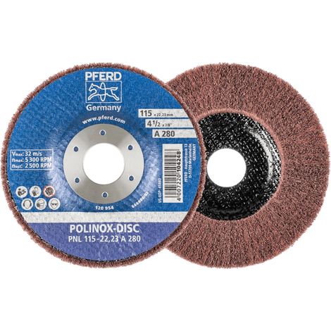 PFERD POLINOX Vlies-Schleifdisc PNL Ø 115 mm Bohrung-Ø 22,23 mm A280 für Feinschliff und Finish (1/5)