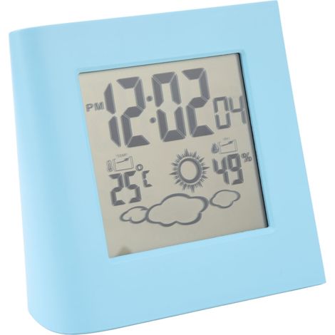 Réveil solaire à double énergie avec prévisions météo (température et humidité) - Bleu (1/5)