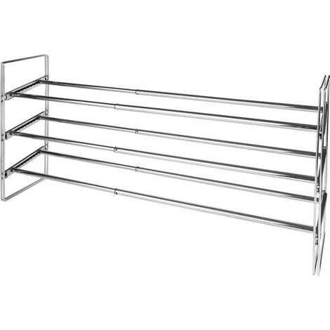 ORION91oficial® - Extensible Shoe Rack for 12-15 Pairs, Adjustable from 64 to 118.8 cm, Chrome Metal Organizer with a Maximum Load of 4 kg per Shelf, Ideal Vertical Shoe Storage Solution. (1/5)