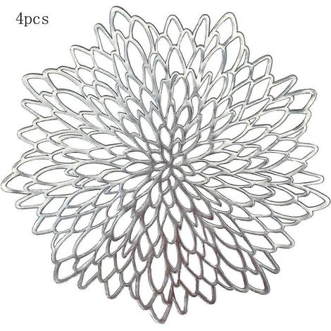 Ensemble de 4 sets de table ronds en PVC, lavables, résistants à la chaleur et antidérapants, parfaits pour la cuisine, les fêtes, les mariages. (1/5)