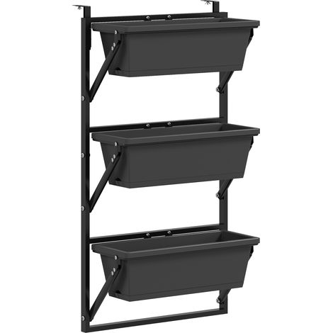 3er Set Blumentopf Pflanzkübel mit Löcher, 56x42 cm Pflanztöpfe, eckig Pflanztopf, Kunststoff Blumenkübel für Tomaten und Blumen, Pflanzentopf für Garten Balkon, Dunkelgrau