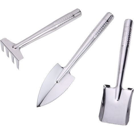 Ensemble d'outils de jardin en acier inoxydable, mini râteau, truelle et pelle pour semis, bonsaï, plantes grasses, herbes, terrariums et plantations