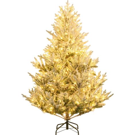 180 cm großer künstlicher Weihnachtsbaum mit Lichtern und Schnee