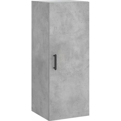 Elegante pratico e minimalista pensile a muro con vano contenitore 34,5 x 34 x 90 cm realizzato in legno composito grigio cemento 020048667