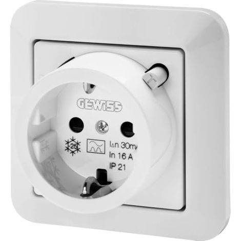 GEWISS GW95522 INSTALLATION CACHÉE-FEHLERSTROM-SICHERHEITSSTECKDOSE ERHÖHTER BERÜHRUNGSSCHUTZ, AVEC FI SCHUTZ