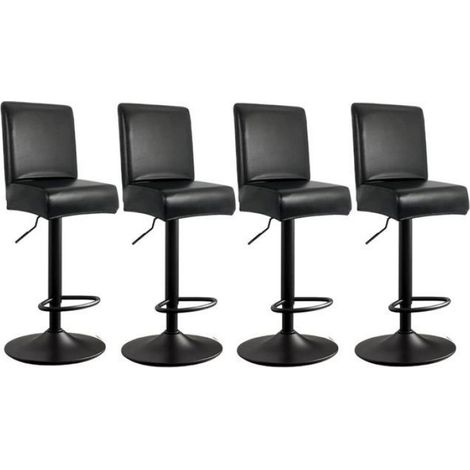 Lot de 4 Housses de Tabouret de Bar, Extensibles en Similicuir PU, Imperméables et Lavables, pour Chaises avec Dossier, Cuisine et Restaurant