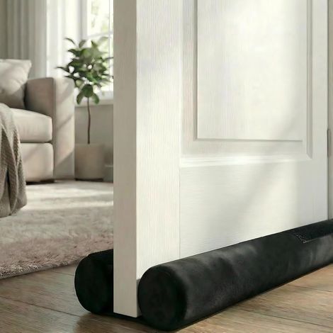 Draught Excluder 90 cm, Adjustable Door Floor Seal, Double Sided Door Seal, Cold and Noise Protection, Black (1/5)