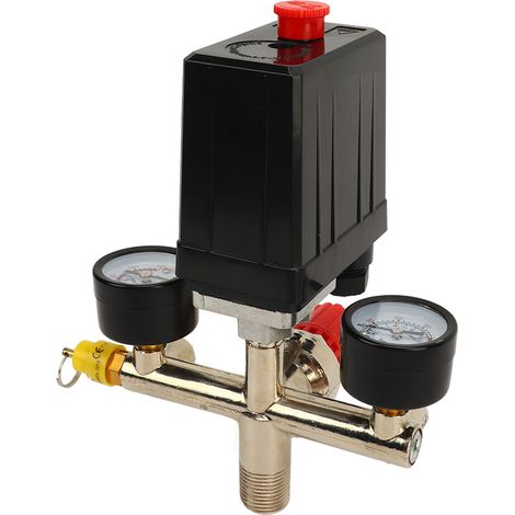 Pressostat de compresseur d'air à double régulateur, vanne de contrôle de pression automatique, port américain, 0-12 bar, 0-180 psi (1/5)