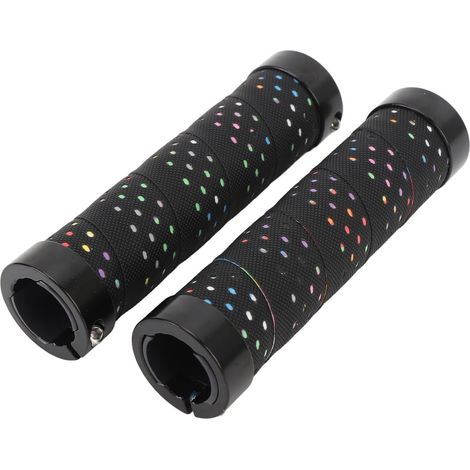 Sets of Polyurethane Bicycle Handlebar Grips, 22.2 mm, Double Locking, Ergonomic and Comfortable Grip for Mountain Bikes, with Dust Caps, Black and Red (1/5)