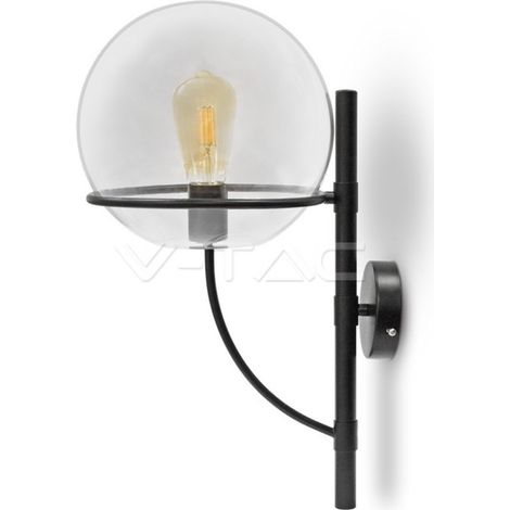 TrAdE Shop Traesio - Lampada Da Parete Applique A Muro Forma Globo Vetro Trasparente Elegante Vt-7226 - (1/2)