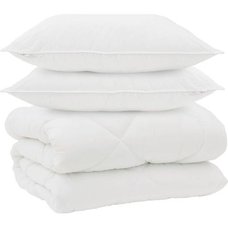 Ensemble couette et oreiller d'hiver (3 pièces), microfibre blanche (1/5)