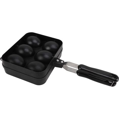 Doppelseitige Takoyaki-Grillpfanne mit 6 Mulden, antihaftbeschichtet, schwarz (1/5)