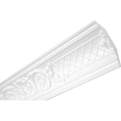 HEXIMO 2m Deckenleisten klassisch XPS Styropor weiß, Stuckleisten Sytroporleisten: ZM6 - 91 x 82 mm (1/5)