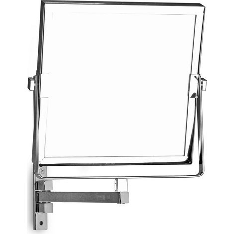 Specchio ingranditore orientabile 20x20cm per alberghi finitura cromata  SP-3592 kamalu