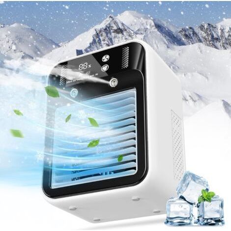Portable Air Conditioner, Mini Rechargeable Cooling Fan, 2 Speed Evaporative Air Cooler, Digital Display, Portable Fan for Bedroom, Office, Camping (1/5)