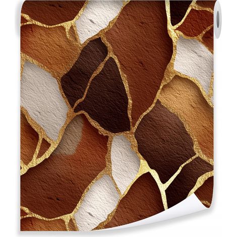 Papier peint abstrait marbre or glamour sur molleton mur salon chambre coucher (1/3)