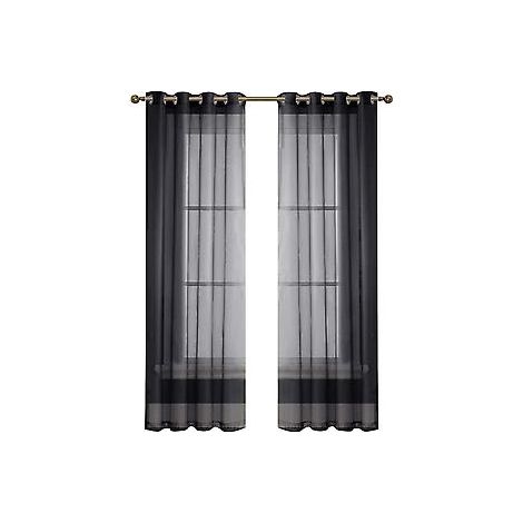 Rideau de fond en tulle semi-occultant élégant pour mariage (134160 Noir perforé)