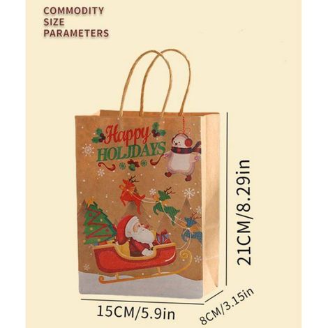 Sacs cadeaux en papier kraft - Lot de 8 - Pour emballage de Noël (1/4)