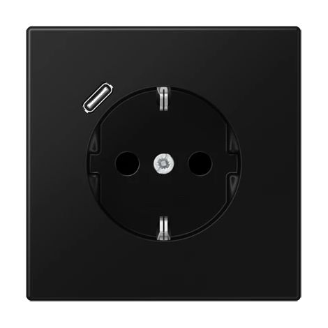 Jung SCHUKO®-Steckdose, 16 A 250 V , mit USB-Ladegerät, 1 x Typ C, SAFETY+, Serie LS, graphitschwarz matt LS 1520-18 C SWM