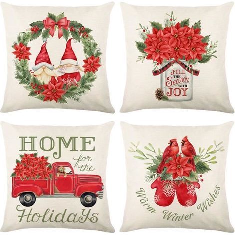 Christmas cushion cover - 45x45cm - 100% linen cotton - hidden zipper - home decor