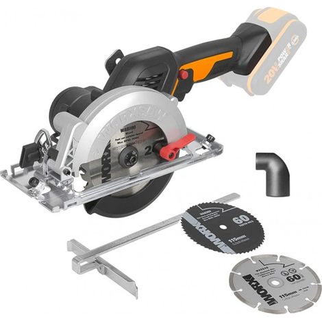 Sierra circular sin escobillas Worx WX531.9 de 20 voltios, cuerpo de 120 mm, para cortar hasta 41 mm. (1/5)