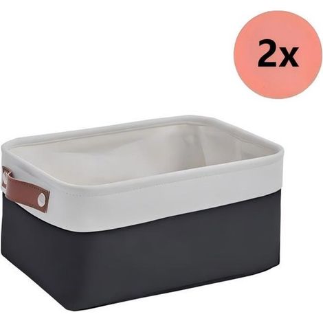 Aufbewahrungskorb-Set,2-teilig,Stoffbox mit Ledergriff,Faltbarer Aufbewahrungskorb,Geeignet für Spielzeug,38 x 28 x 24 cm,Ausführung 2 (1/5)
