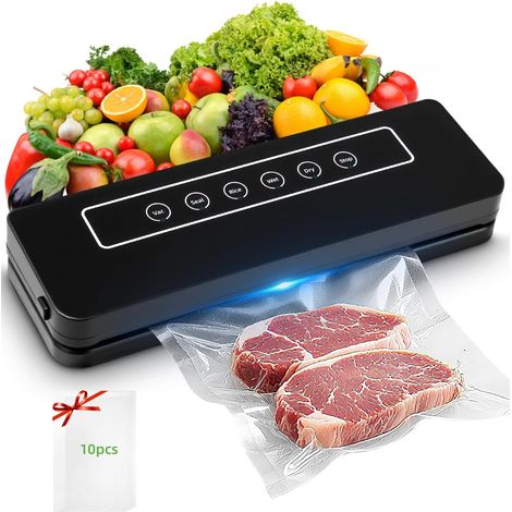 Machine sous vide 6 en 1 domestique, machine vide avec aspiration puissante de 65 kPA, emballeuse sous vide alimentaire, comprend 10 sacs transparents pour la conservation des aliments (1/5)