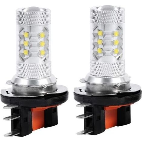 Ampoule LED H15, 1000 lm, blanc universel, 80 W, 2 ampoules LED H15 haute luminosité, feu de position LED, clignotant latéral, phare