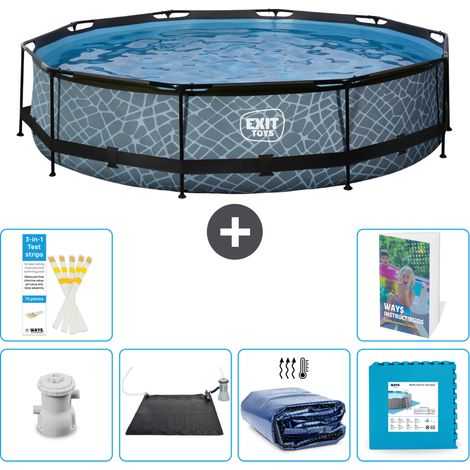 Exit Pool Rund - Steinoptik - 360x76 cm - 7-teilig S340