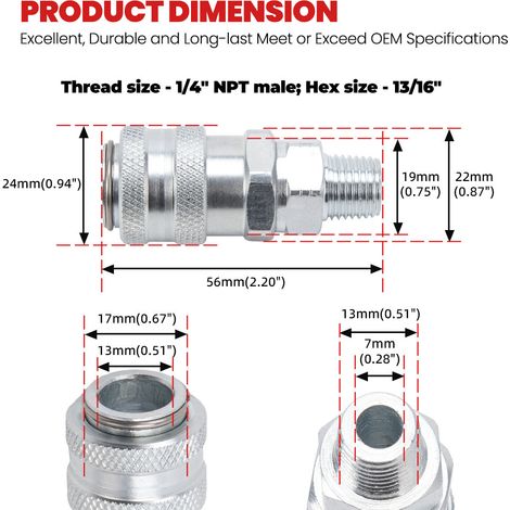 Fuel system coupling accessory OTC5869-1 for connecting the "Compu-Check" quick coupling accessory (one set)