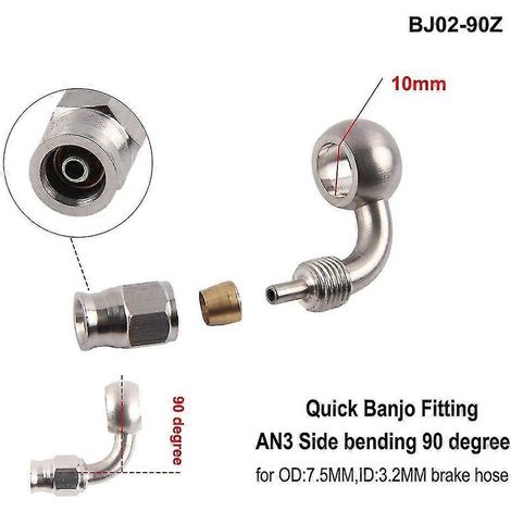 AN3 Motorrad-Hydraulikbremsleitung, Hohlschraubenanschluss M10x1, Edelstahl, 10 mm – BJ02-90Z (1/5)